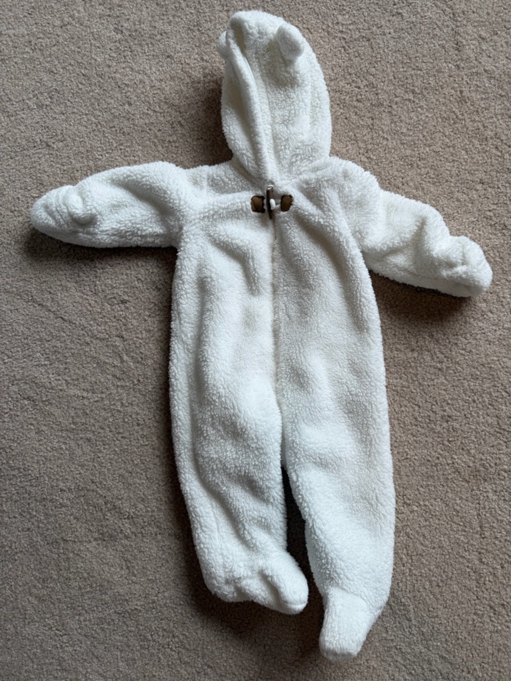 Carter's Cream Sherpa Hooded Baby Footed One-Piece